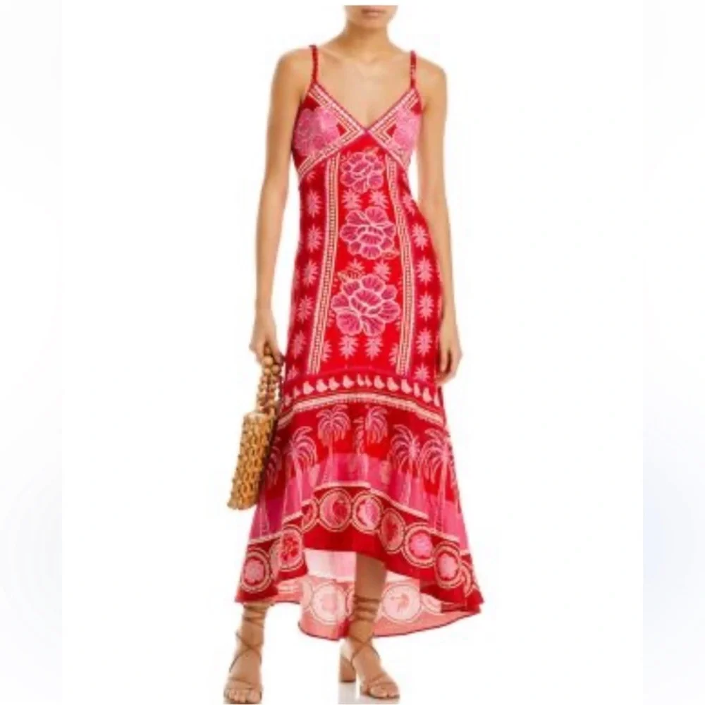 ⭐️Caroline Constas Red and Pink Ruffled Tiered Maxi Sundress⭐️ - Picture 2 of 8
